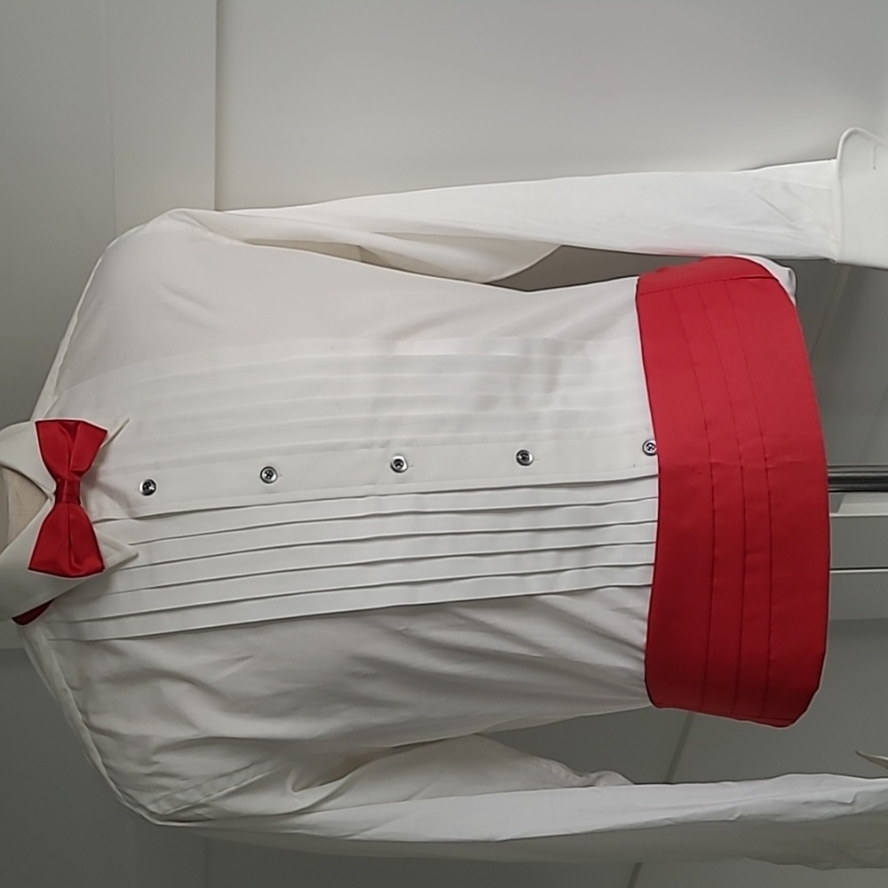 Red silk bow tie & cummerbund